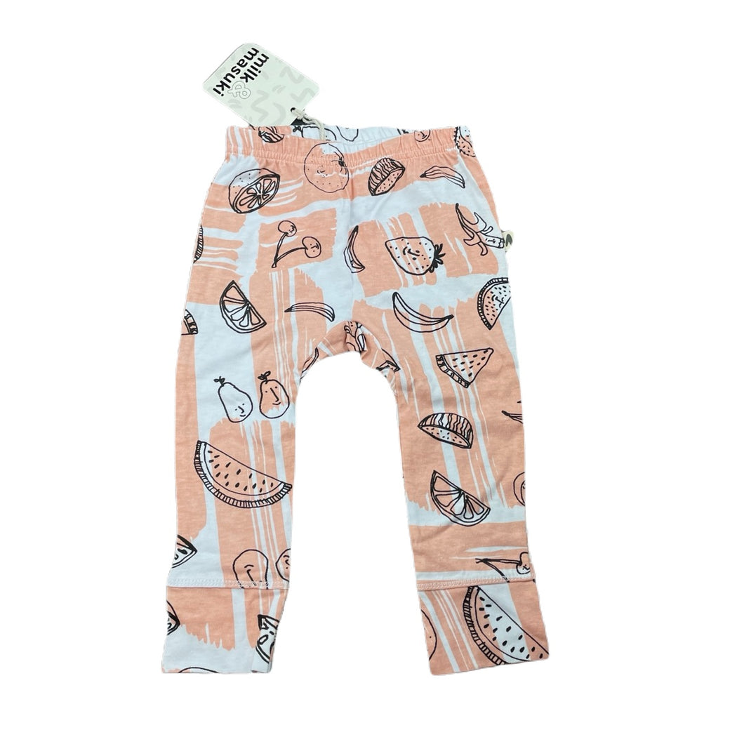 Girls Milk & Masuki, organic cotton leggings/bottoms, fruit, NEW, size 0,  