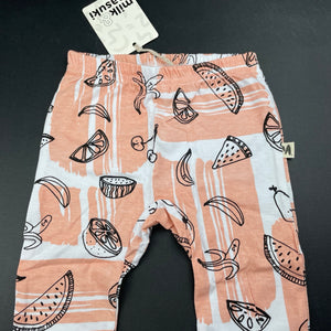 Girls Milk & Masuki, organic cotton leggings/bottoms, fruit, NEW, size 2,  