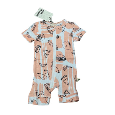 Girls Milk & Masuki, organic cotton zip romper, fruit, NEW, size 0000,  