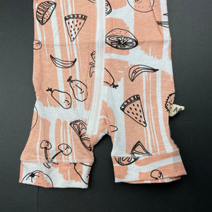 Girls Milk & Masuki, organic cotton zip romper, fruit, NEW, size 0000,  