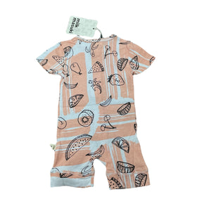Girls Milk & Masuki, organic cotton zip romper, fruit, NEW, size 0000,  