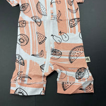 Load image into Gallery viewer, Girls Milk &amp; Masuki, organic cotton zip romper, fruit, NEW, size 000,  