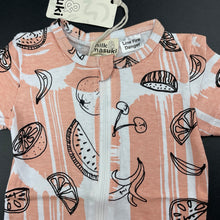 Load image into Gallery viewer, Girls Milk &amp; Masuki, organic cotton zip romper, fruit, NEW, size 000,  