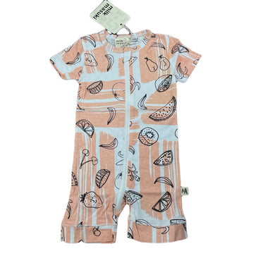Girls Milk & Masuki, organic cotton zip romper, fruit, NEW, size 00,  