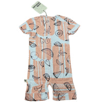Load image into Gallery viewer, Girls Milk &amp; Masuki, organic cotton zip romper, fruit, NEW, size 00,  