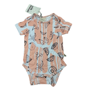 Girls Milk & Masuki, organic cotton bodysuit / romper, fruit, NEW, size 00,  