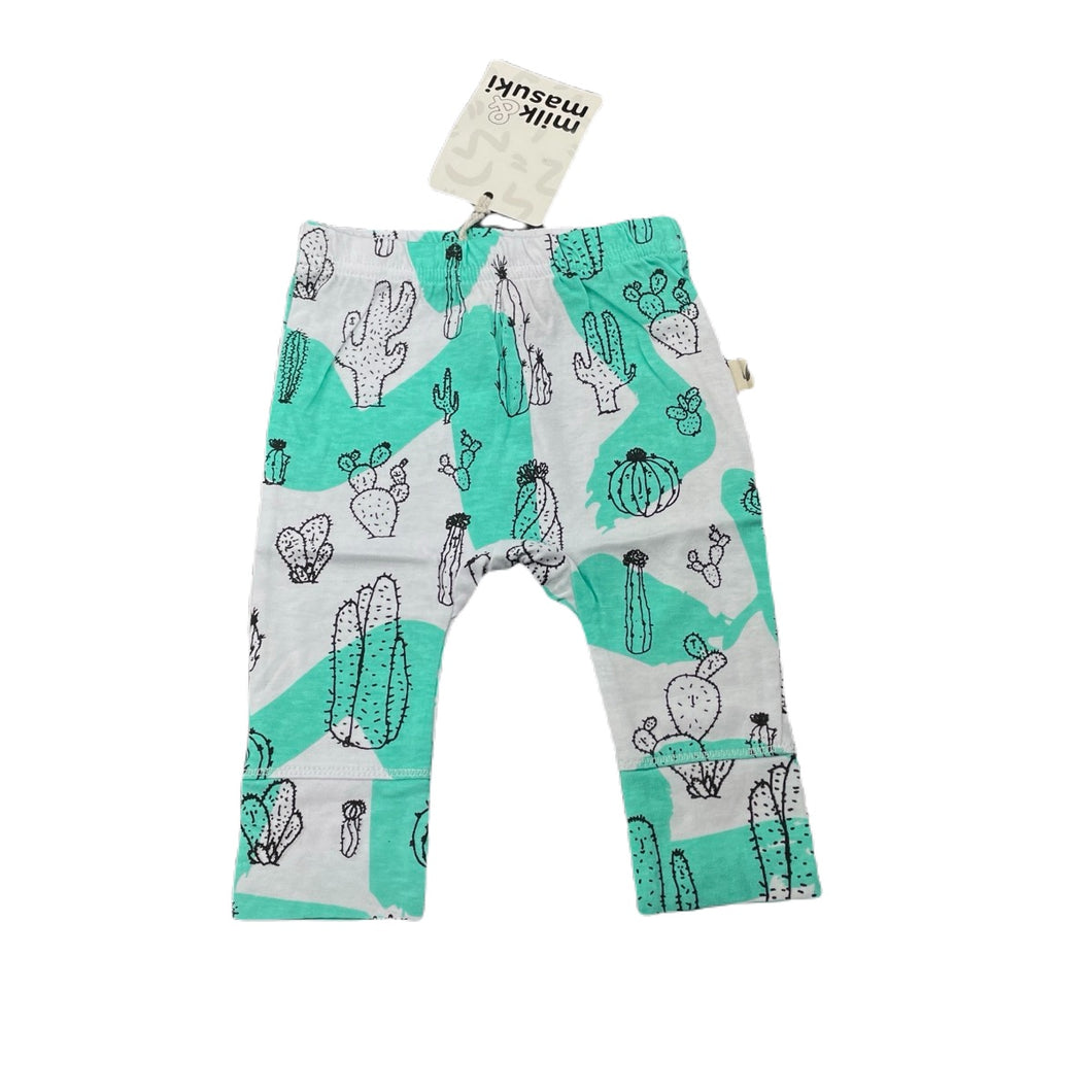 unisex Milk & Masuki, organic cotton leggings/bottoms, cacti, NEW, size 000,  