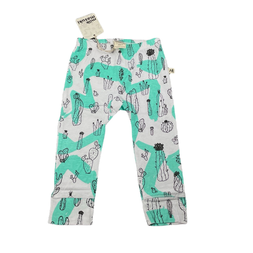 Girls Milk & Masuki, organic cotton leggings/bottoms, cacti, NEW, size 3,  