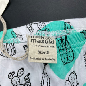 Girls Milk & Masuki, organic cotton leggings/bottoms, cacti, NEW, size 3,  