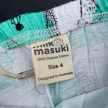 Load image into Gallery viewer, Girls Milk &amp; Masuki, organic cotton cropped leggings/bottoms, cacti, Inside leg: 30cm approx, NEW, size 4,  
