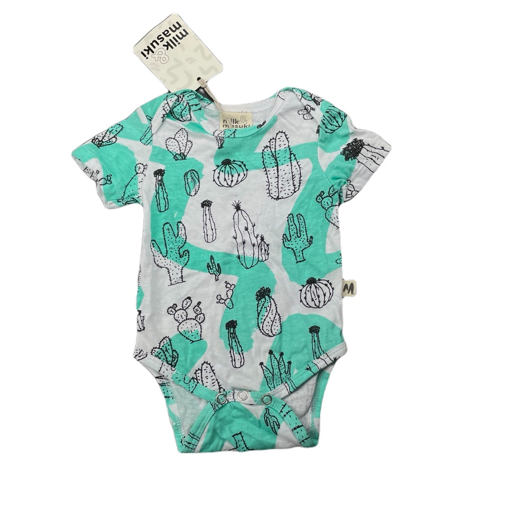unisex Milk & Masuki, organic cotton bodysuit/romper, cacti, NEW, size 000,  
