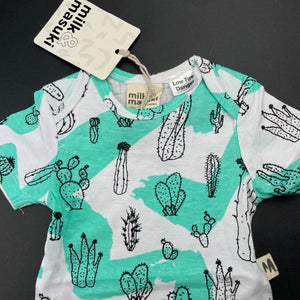 unisex Milk & Masuki, organic cotton bodysuit/romper, cacti, NEW, size 0000,  