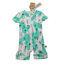 Load image into Gallery viewer, unisex Milk &amp; Masuki, organic cotton zip romper, cacti, NEW, size 0000,  