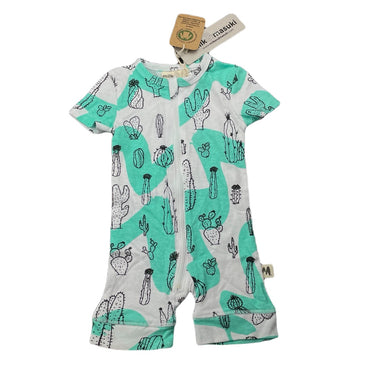 unisex Milk & Masuki, organic cotton zip romper, cacti, NEW, size 0000,  