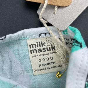 unisex Milk & Masuki, organic cotton zip romper, cacti, NEW, size 0000,  