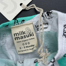 Load image into Gallery viewer, unisex Milk &amp; Masuki, organic cotton zip romper, cacti, NEW, size 000,  