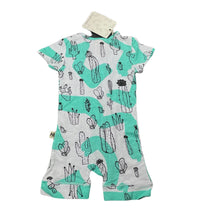 Load image into Gallery viewer, unisex Milk &amp; Masuki, organic cotton zip romper, cacti, NEW, size 000,  