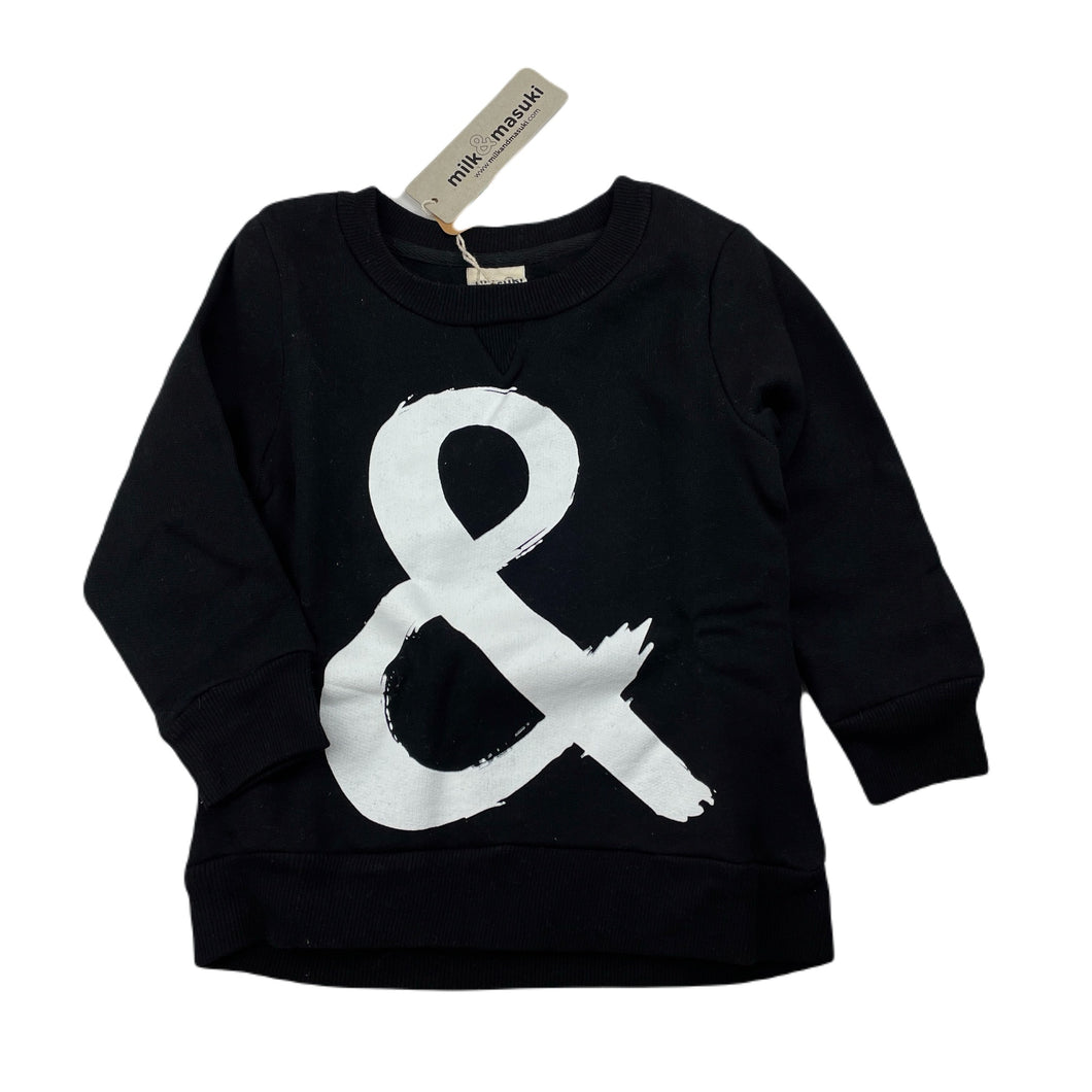 unisex Milk & Masuki, fleece lined organic cotton sweater, ampersand, NEW, size 3,  