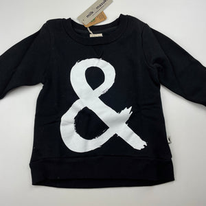 unisex Milk & Masuki, fleece lined organic cotton sweater, ampersand, NEW, size 3,  