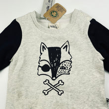 Load image into Gallery viewer, Boys Milk &amp; Masuki, fleece lined organic cotton sweater, pirate fox, NEW, size 2,  