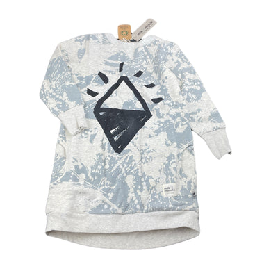 Girls Milk & Masuki, fleece lined organic cotton sweater dress, NEW, size 5, L: 59cm at front