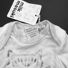 Load image into Gallery viewer, unisex Milk &amp; Masuki, soft feel organic cotton bodysuit/romper, cat, NEW, size 0000,  