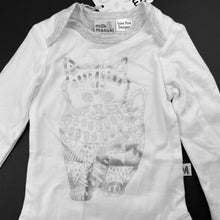 Load image into Gallery viewer, unisex Milk &amp; Masuki, soft feel organic cotton bodysuit/romper, cat, NEW, size 00,  