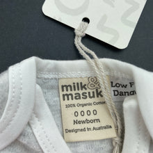 Load image into Gallery viewer, unisex Milk &amp; Masuki, soft feel organic cotton bodysuit/romper, owl, NEW, size 0000,  