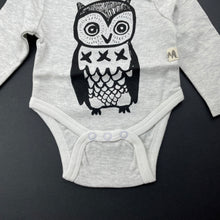 Load image into Gallery viewer, unisex Milk &amp; Masuki, soft feel organic cotton bodysuit/romper, owl, NEW, size 0000,  