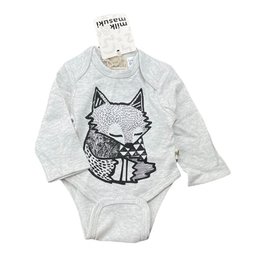 unisex Milk & Masuki, soft feel organic cotton bodysuit/romper, fox, NEW, size 0000,  