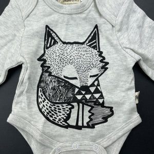 unisex Milk & Masuki, soft feel organic cotton bodysuit/romper, fox, NEW, size 0000,  