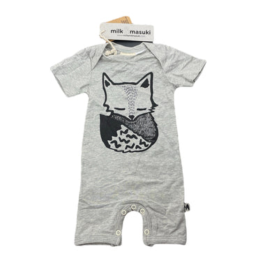 unisex Milk & Masuki, stretchy organic cotton romper, fox, NEW, size 0000,  