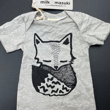 Load image into Gallery viewer, unisex Milk &amp; Masuki, stretchy organic cotton romper, fox, NEW, size 0000,  