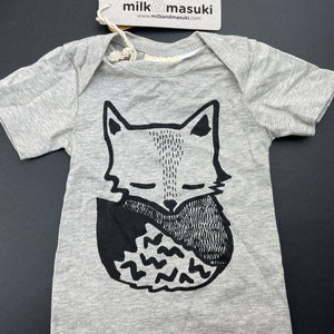 unisex Milk & Masuki, stretchy organic cotton romper, fox, NEW, size 0000,  
