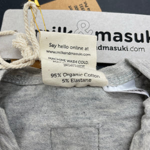 unisex Milk & Masuki, stretchy organic cotton romper, fox, NEW, size 0000,  