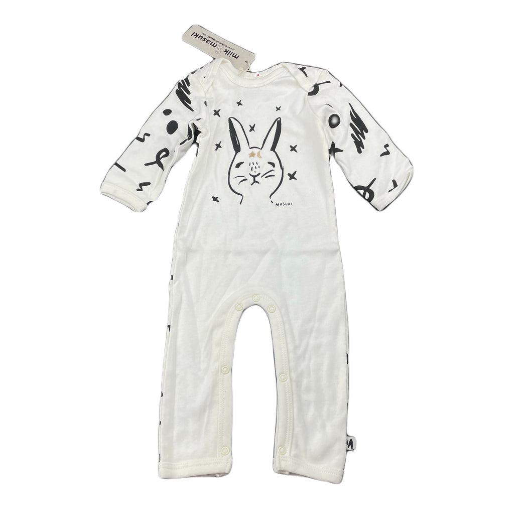 Girls Milk & Masuki, soft feel organic cotton blend romper, rabbit, NEW, size 000,  