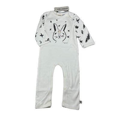 Girls Milk & Masuki, soft feel organic cotton blend romper, rabbit, NEW, size 0,  