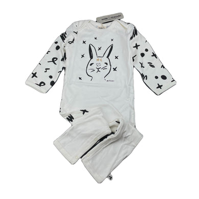Girls Milk & Masuki, soft feel organic cotton blend romper, rabbit, NEW, size 1,  