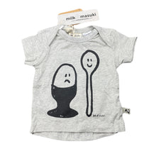 Load image into Gallery viewer, unisex Milk &amp; Masuki, organic cotton blend t-shirt/top, egg &amp; spoon, NEW, size 000,  