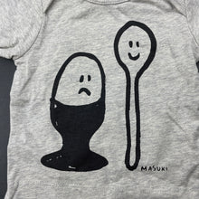 Load image into Gallery viewer, unisex Milk &amp; Masuki, organic cotton blend t-shirt/top, egg &amp; spoon, NEW, size 000,  