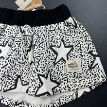 Load image into Gallery viewer, Girls Milk &amp; Masuki, fleece lined organic cotton skirt, stars, elasticated, L: 22cm at front, NEW, size 2,  