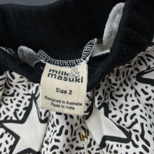 Load image into Gallery viewer, Girls Milk &amp; Masuki, fleece lined organic cotton skirt, stars, elasticated, L: 22cm at front, NEW, size 2,  