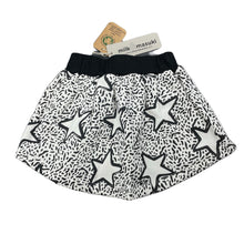 Load image into Gallery viewer, Girls Milk &amp; Masuki, fleece lined organic cotton skirt, stars, elasticated, L: 22cm at front, NEW, size 2,  