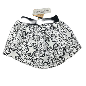 Girls Milk & Masuki, fleece lined organic cotton skirt, stars, elasticated, L: 24cm at front, NEW, size 3,  