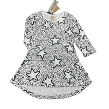 Load image into Gallery viewer, Girls Milk &amp; Masuki, organic cotton blend long sleeve dress, stars, NEW, size 3, L: 48cm at front