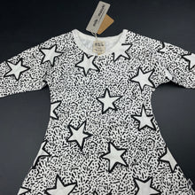 Load image into Gallery viewer, Girls Milk &amp; Masuki, organic cotton blend long sleeve dress, stars, NEW, size 3, L: 48cm at front