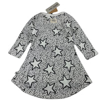 Load image into Gallery viewer, Girls Milk &amp; Masuki, organic cotton blend long sleeve dress, stars, NEW, size 3, L: 48cm at front