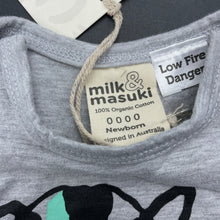 Load image into Gallery viewer, unisex Milk &amp; Masuki, organic cotton bodysuit/romper, possum, NEW, size 0000,  