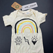 Load image into Gallery viewer, unisex Milk &amp; Masuki, stretchy organic cotton blend romper, rainbow, NEW, size 0000,  