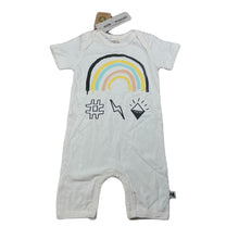 Load image into Gallery viewer, unisex Milk &amp; Masuki, stretchy organic cotton blend romper, rainbow, NEW, size 0,  